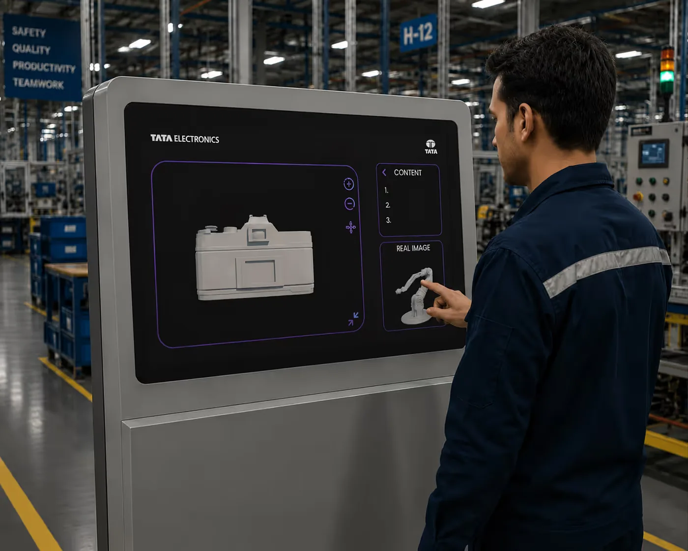 An offline 3D touchscreen platform for the Tata Electronics experience centre: 3D product journeys across 25 production stages