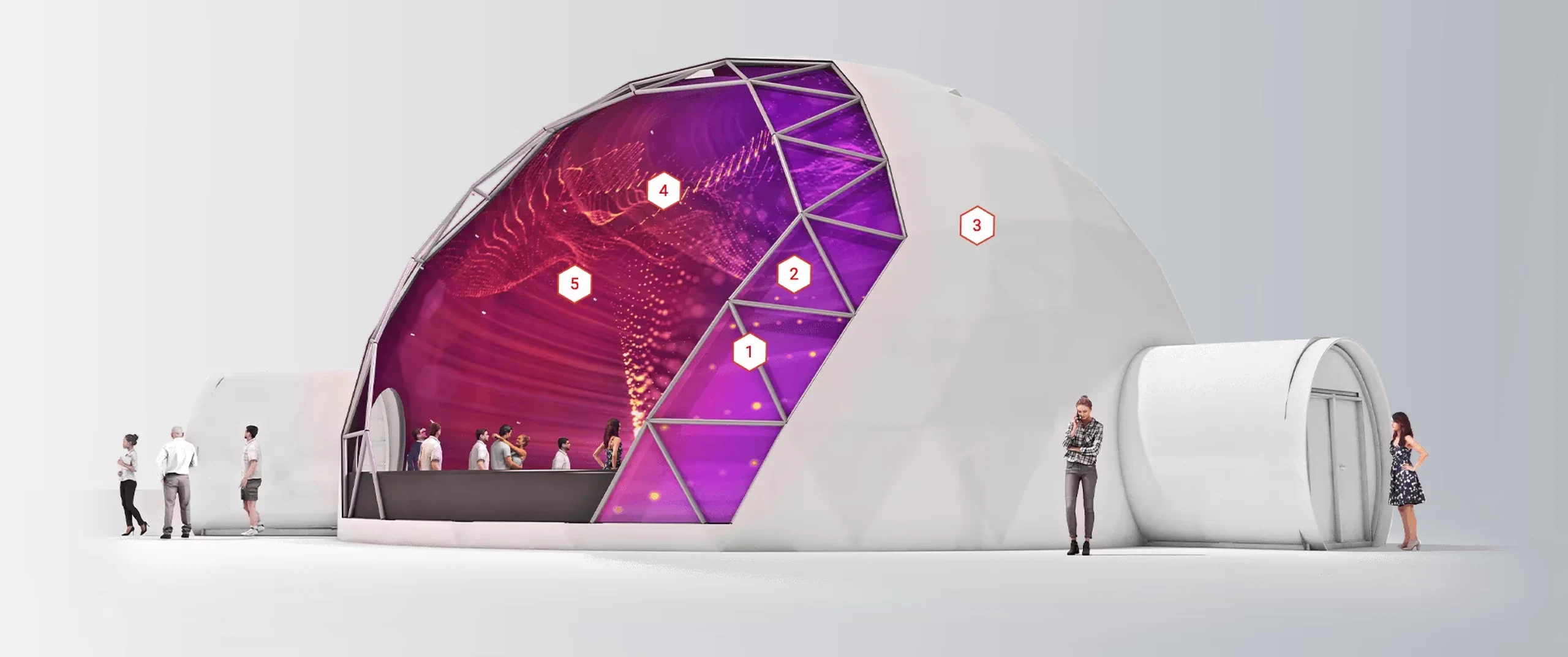 Immersive projection dome for trade shows and events