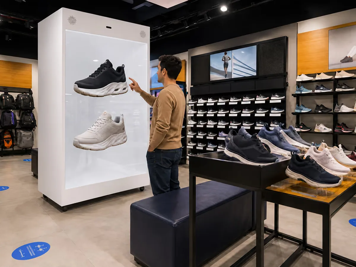 How a global footwear brand uses a hologram display in its flagship store: What they did: a permanent hologram in the flagship