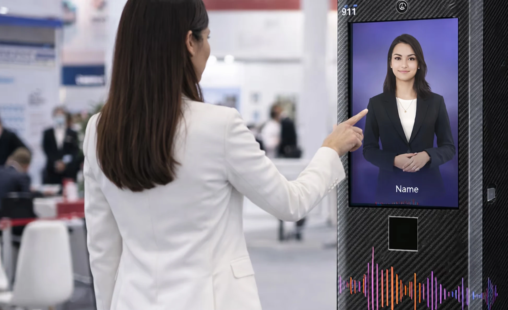 AI-powered interactive kiosk with virtual sales assistant for exhibitions and trade shows